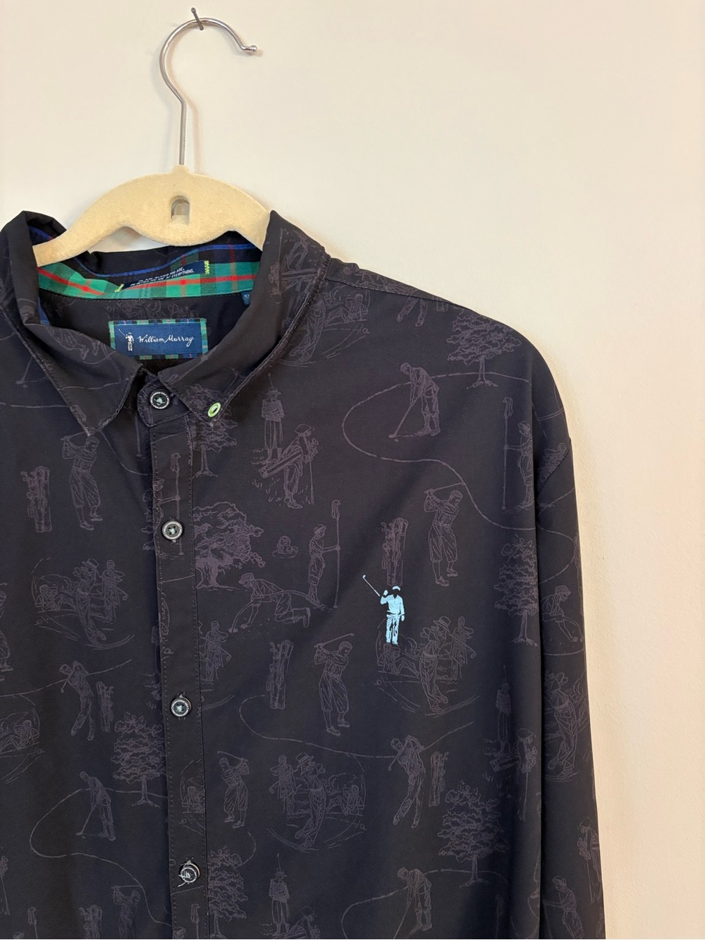 William Murray Golf Shirt Mens XL Black LongSleeve Performance Vented Caddyshack